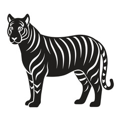 A silhouette tiger black and white logo vector clip art