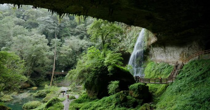 Waterfall at Sun Link Sea vacation resort in Nantou Taiwan