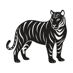 A silhouette tiger black and white logo vector clip art