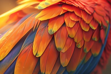 Obraz premium A 3D illustration showing the intricate and vibrant details of a parrots feather