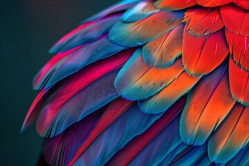 Obraz premium A 3D illustration showing the intricate and vibrant details of a parrots feather