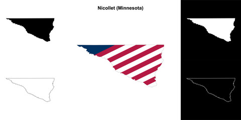 Nicollet County (Minnesota) outline map set