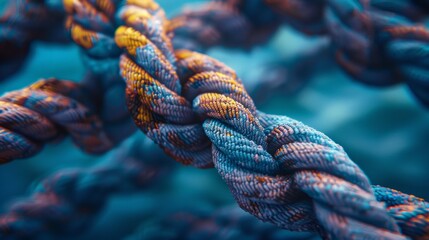 Close-up of a Knotted Blue Rope
