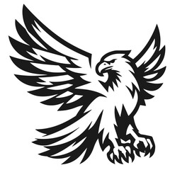 Obraz premium A large wild bird eagle flies with outstretched wings. Vector drawing linear sketch isolated on white background. 