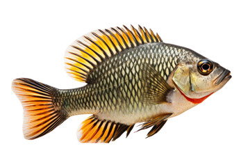 Fototapeta premium Cichlid fish swimming , Isolated on transparent background.