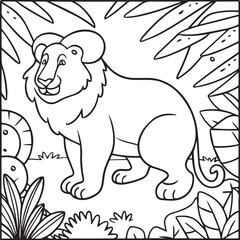 Jungle animal coloring pages for coloring book. Jungle animals outline