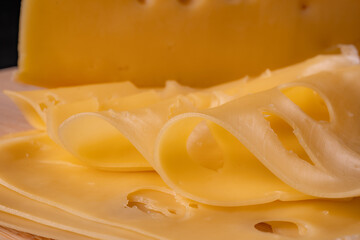 Cheese slices close-up.