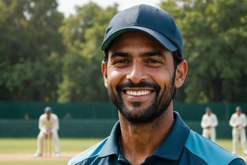 Smiling Cricket player looking at the camera - Powered by Adobe