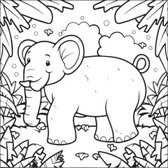 Jungle animal coloring pages for coloring book. Jungle animals outline