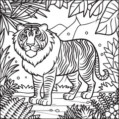 Jungle animal coloring pages for coloring book. Jungle animals outline