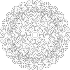 Mandala Circular Adult Coloring Book Page Book Vector Floral Flower Mandala Geometric Symmetry