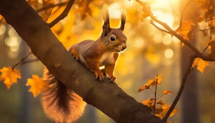 cute squirrel in the autumn park