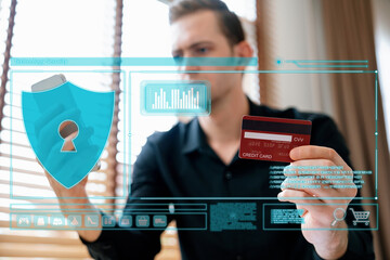 Customer controlling laptop. Smart consumer watch gadget screen opening hologram graphic interface...