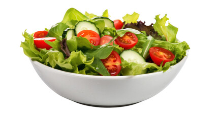 Salad bowl with spinach, cherry tomatoes, isolated on transparent and white background.PNG image.	