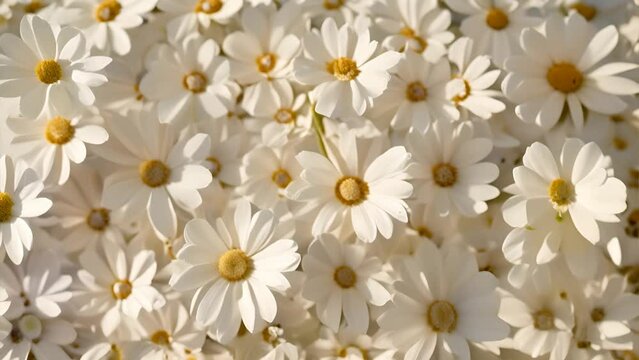 A field of white daisies with yellow centers