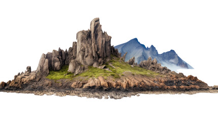 Cliff Rock mountain isolated on transparent and white background.PNG image.