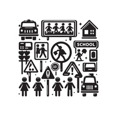 School Traffic Sign, children sign. School crossing, vector illustration
