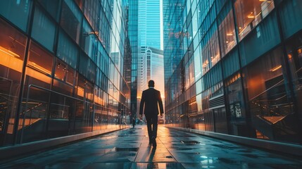 Businessman Walking in Urban Cityscape