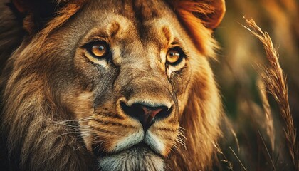 野生のライオンの顔のアップ_02 - obrazy, fototapety, plakaty