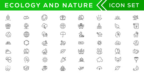 Mega set of ecology icons in trendy line style. Big set Icons collection. Vector illustration