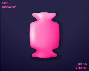 Funny toy candy in modern volumetric graphics style. Realistic 3d icon design. Vector template