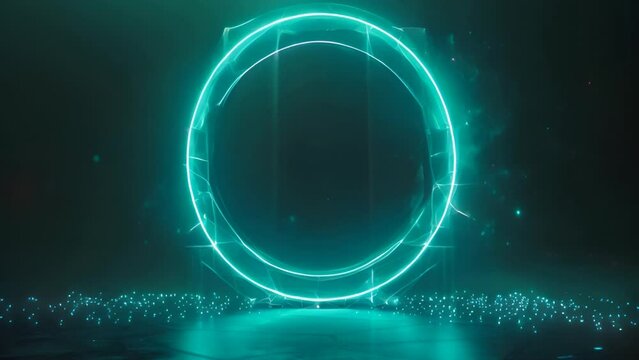 Green light glowing particle circle background