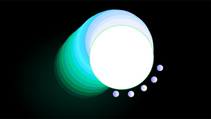 Blue green and white circle frame stacks over dark presentation background