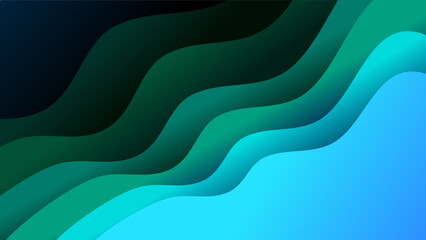 Blue and green stack of overlay of layered waves reef aquatic background