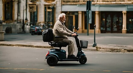 Senior man on an electric scooter for the disabled.