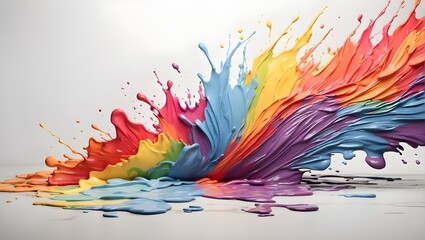 Splash border painted in rainbow colors. Vibrant, solitary design element set against a clear backdrop. - obrazy, fototapety, plakaty