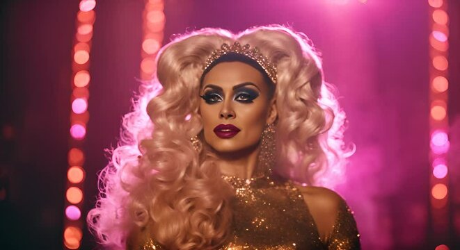 Transgender woman with elegant makeup.