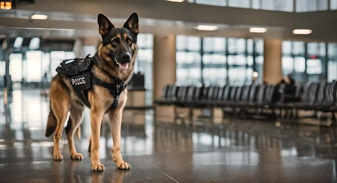Police dog at the airport.