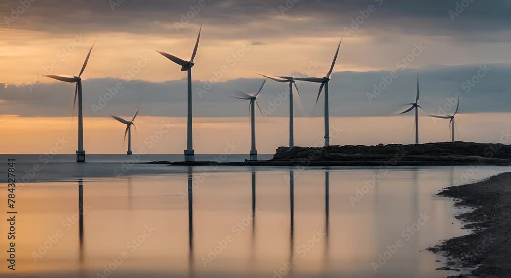 Wall mural Wind mills on the coast.