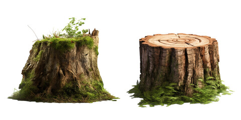 Tree stump isolated on transparent background