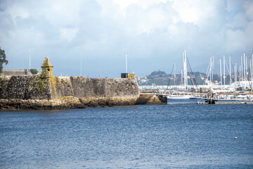 At Baiona - Spain -  on november 2023 - the port of the coastal city of Galicia on atlantic ocean