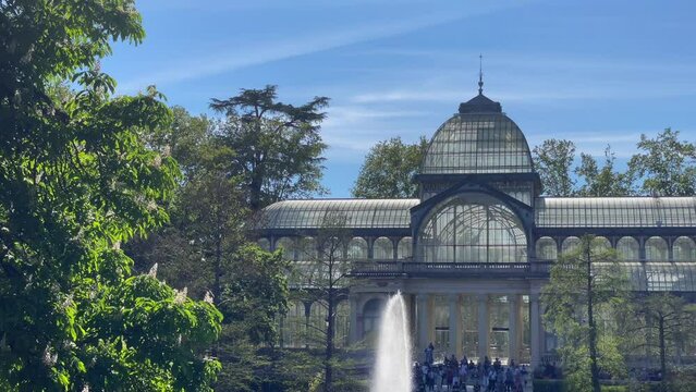 Madrid, Parque del Retiro, Alfonso XII monument, Spain, High quality 4k footage