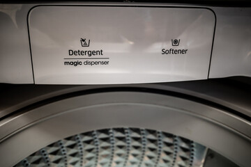 Detergent and softener tray inside a washing machine
