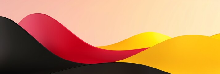 Fototapeta premium yellow red black gradient curved shape white background aspect ratio 3:1