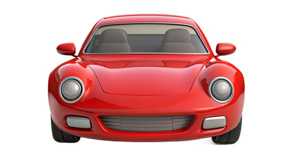 3d cartoon sport red car isolated on transparent background