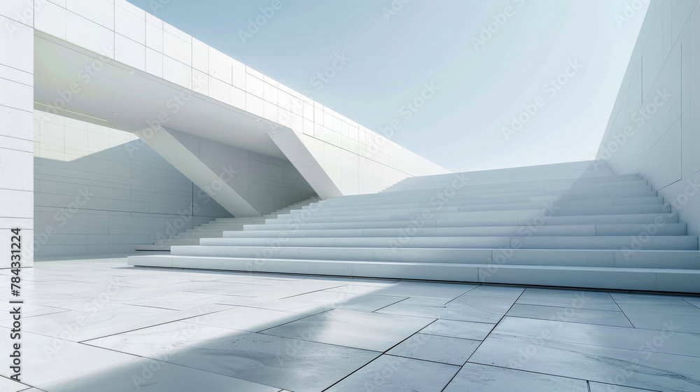 Poster futuristic architecture building background with empty wide space floor, concrete floor car showing 
