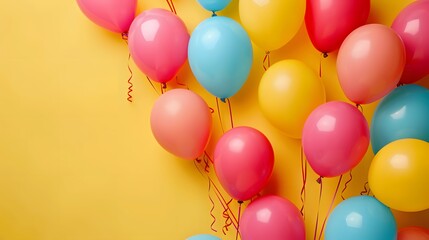 Balloon Bonanza! Birthday Chaos with Balloons Framing a Fun Scene and Pastel Yellow Background.