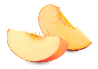 cut of peach fruit isolated on white background. clipping path