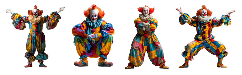 clown isolated on a transparent PNG background, white background , Generative Ai