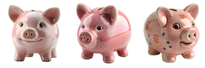 piggy bank isolated on a transparent PNG background, white background , Generative Ai