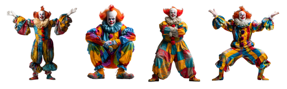clown isolated on a transparent PNG background, white background , Generative Ai