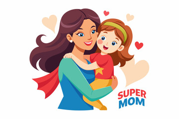 happy-Africans-Americans-mother-and-little-girl vector illustration