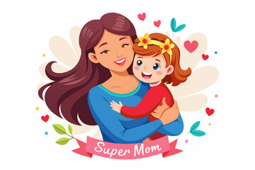 happy-Africans-Americans-mother-and-little-girl vector illustration