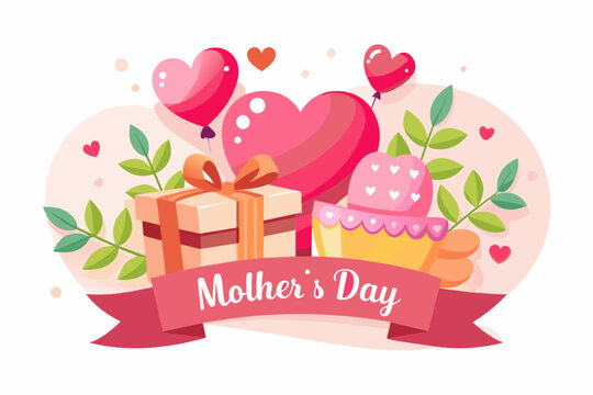  mother-s-day-banner-with-sweet-hearts-and-cute-gif box vector 