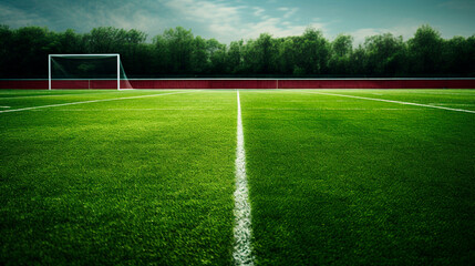 empty green field of football