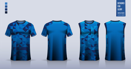 Soccer jersey, football kit, sportswear, basketball uniform, tank top, running singlet or t-shirt mockup. Fabric pattern design. 